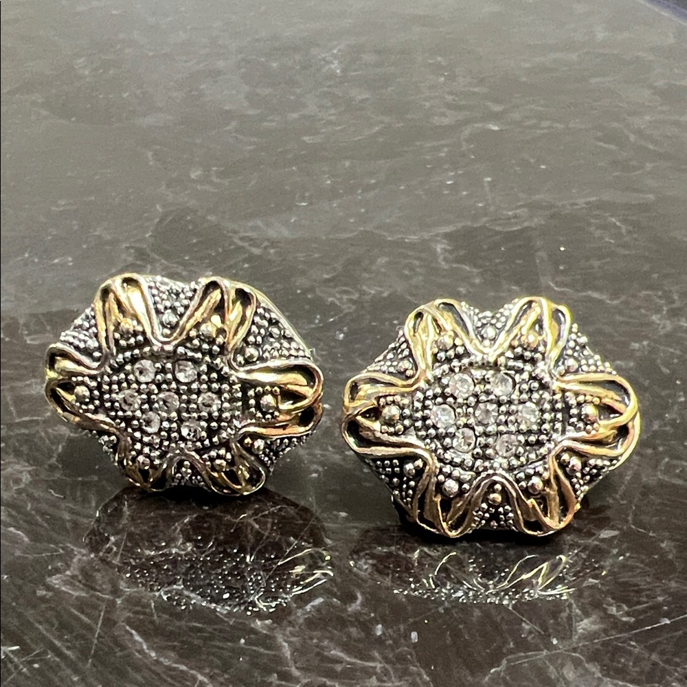 Vintage Elegant Gold and Silver Women's clip on  Earrings